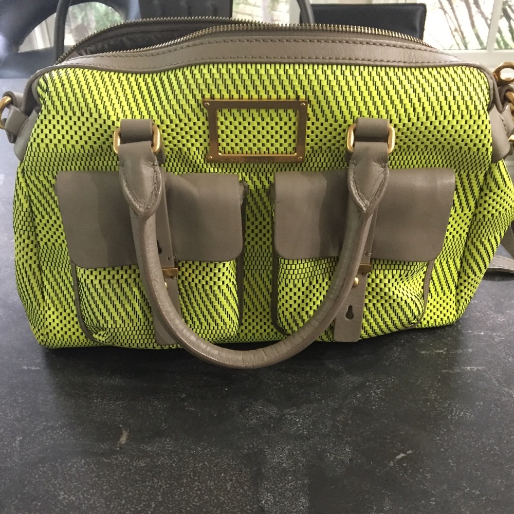 Marc Jacobs neon yellow and grey handbag